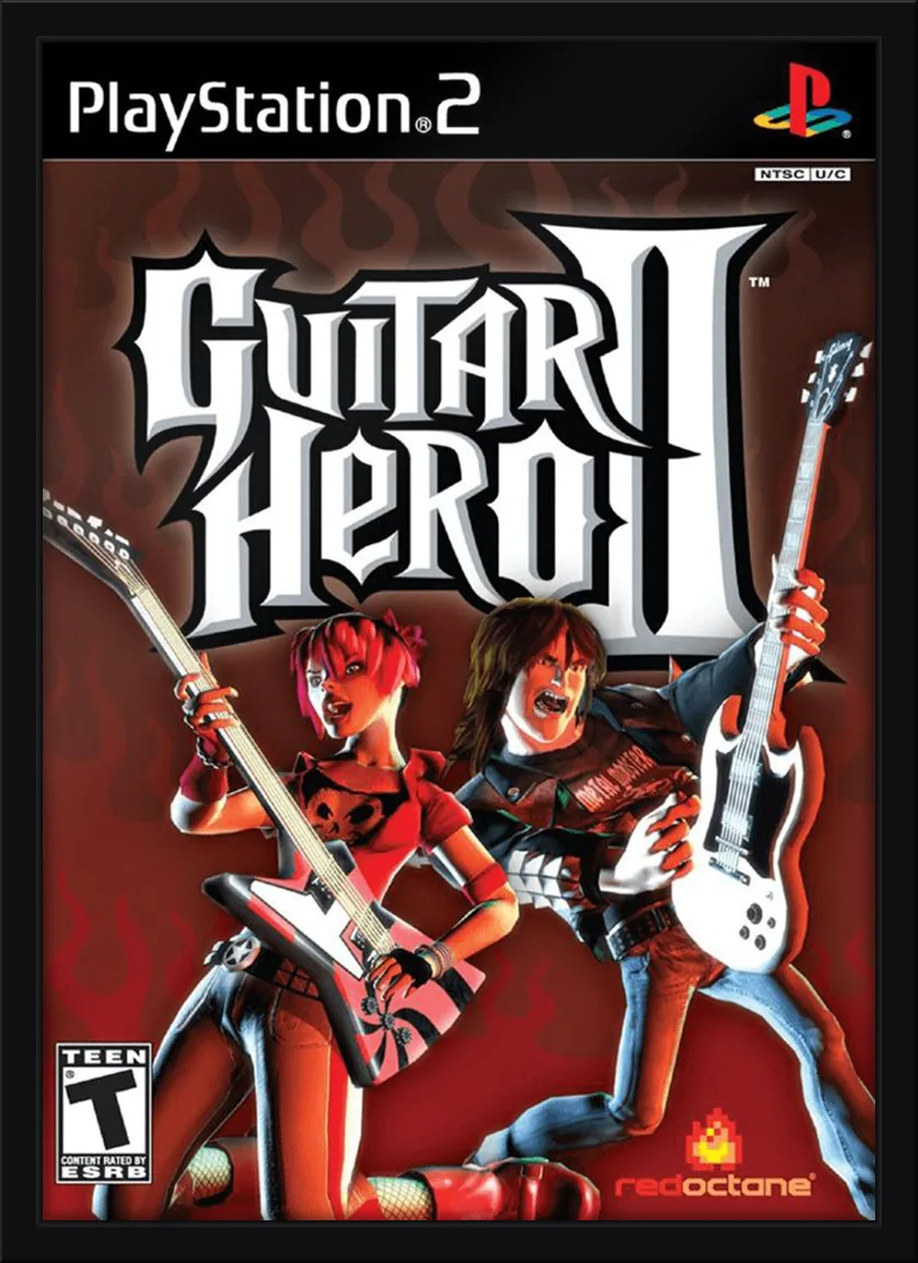 Quadro decorativo com a capa de Guitar Hero II de PlayStation 2